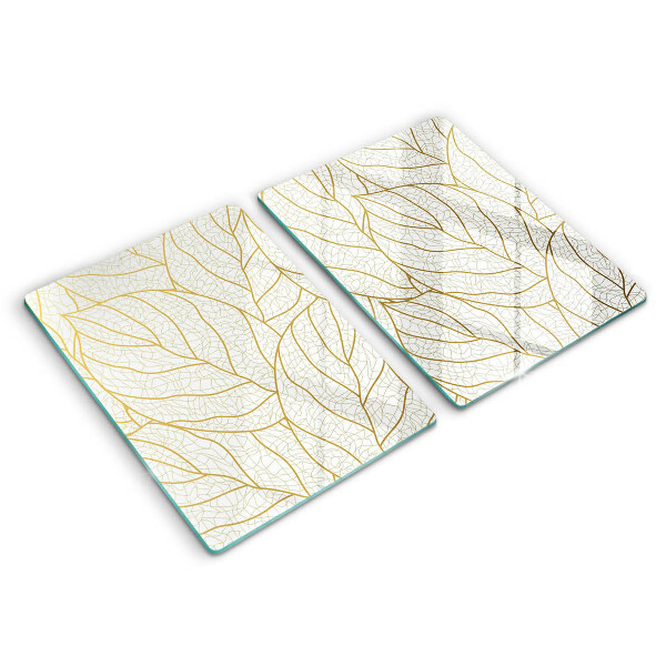 Glass chopping board Line-art leaves pattern