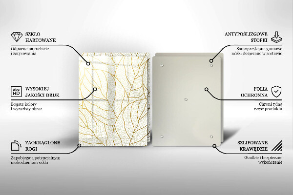 Glass chopping board Line-art leaves pattern