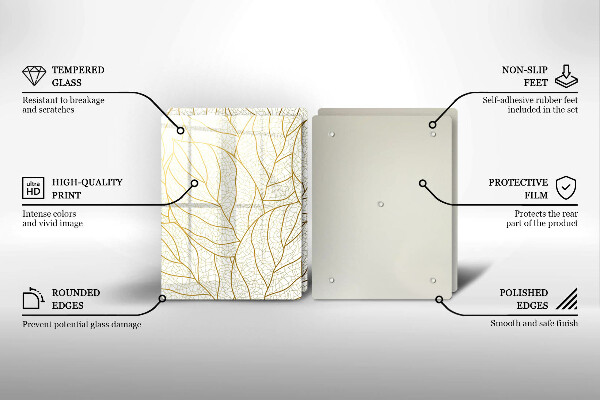 Glass chopping board Line-art leaves pattern