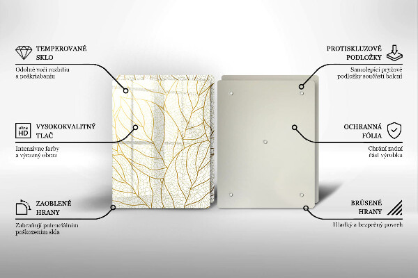 Glass chopping board Line-art leaves pattern