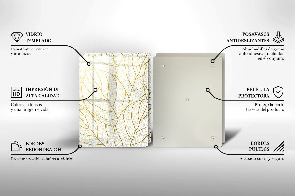 Glass chopping board Line-art leaves pattern
