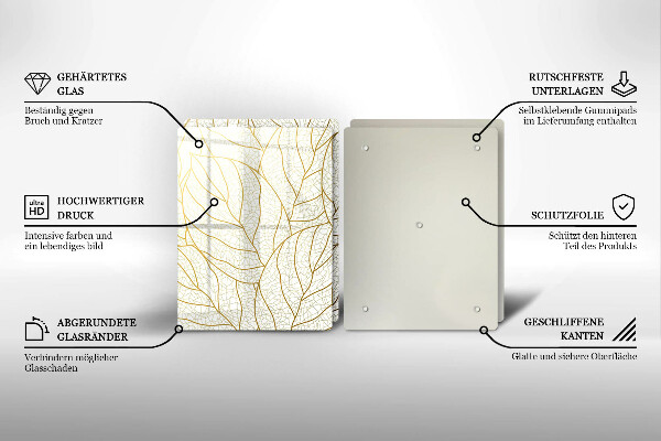 Glass chopping board Line-art leaves pattern