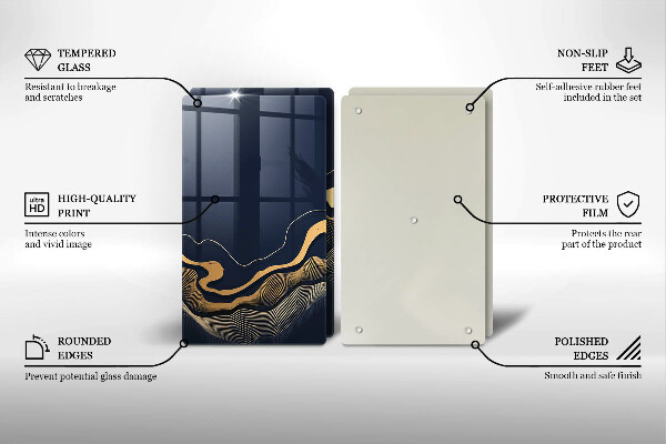 Glass chopping board Abstraction golden lines