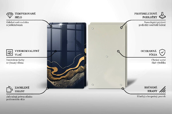 Glass chopping board Abstraction golden lines