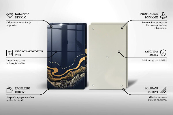 Glass chopping board Abstraction golden lines