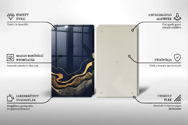 Glass chopping board Abstraction golden lines