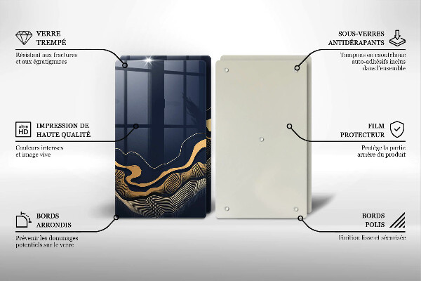 Glass chopping board Abstraction golden lines