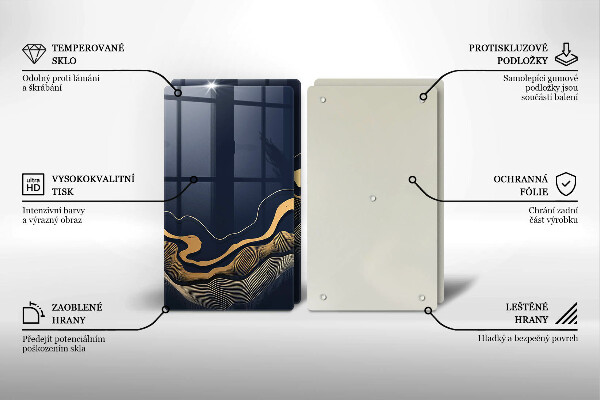 Glass chopping board Abstraction golden lines