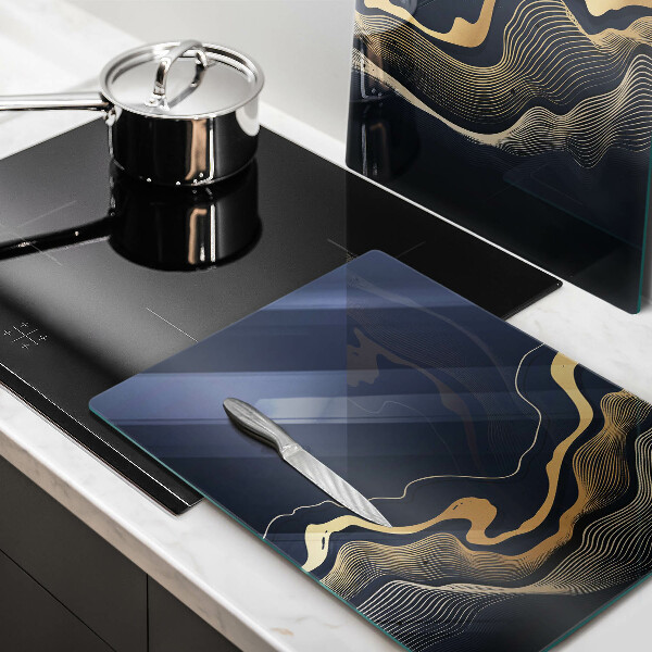 Glass chopping board Abstraction golden lines