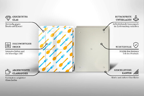 Glass chopping board Forks and spans