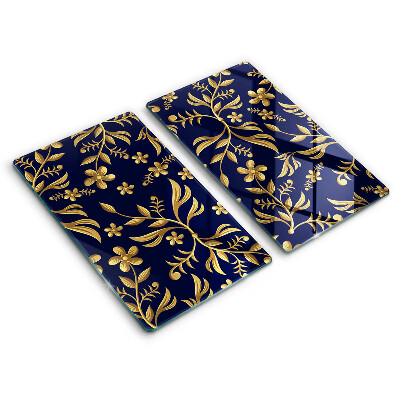 Glass chopping board The golden motif of flowers
