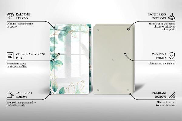 Glass chopping board Painted leaves