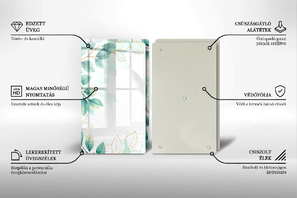 Glass chopping board Painted leaves