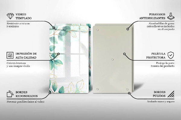 Glass chopping board Painted leaves