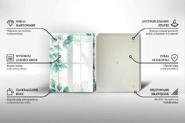 Glass chopping board Painted leaves