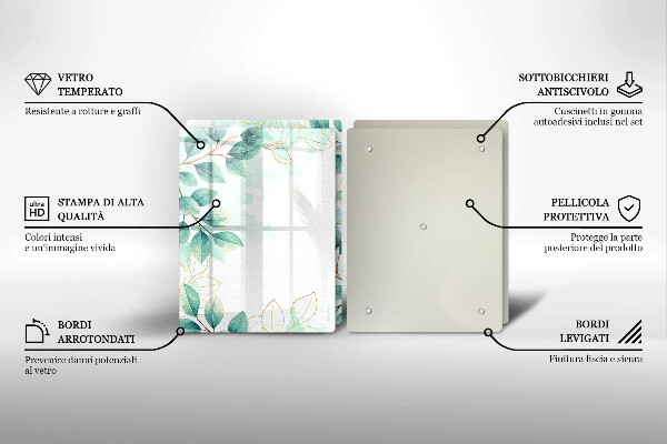 Glass chopping board Painted leaves