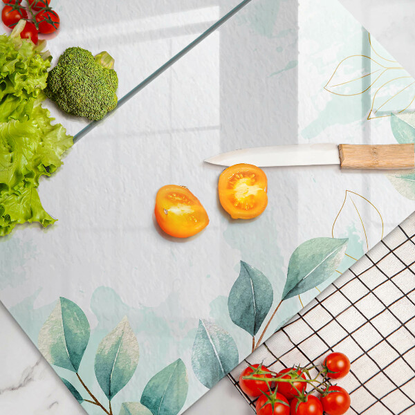 Glass chopping board Painted leaves