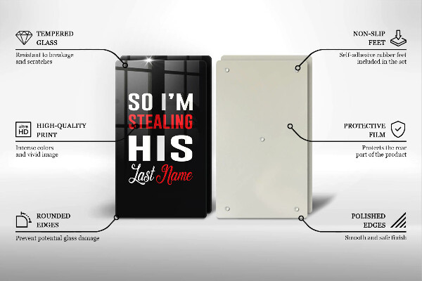 Glass chopping board Inscription, sentence, pattern