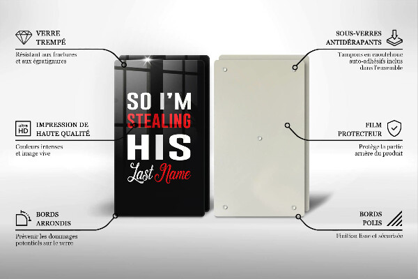 Glass chopping board Inscription, sentence, pattern