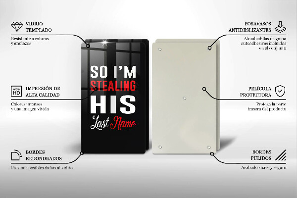 Glass chopping board Inscription, sentence, pattern