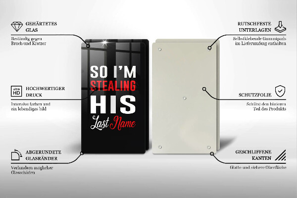 Glass chopping board Inscription, sentence, pattern