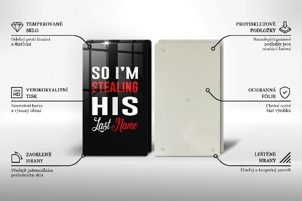 Glass chopping board Inscription, sentence, pattern