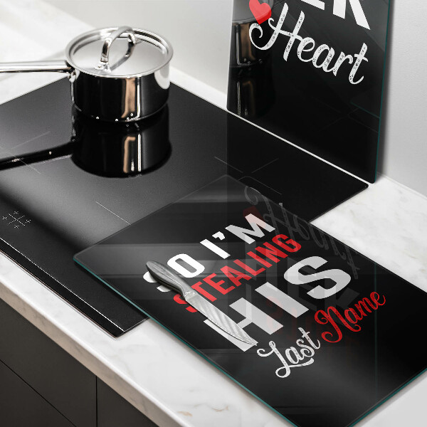 Glass chopping board Inscription, sentence, pattern
