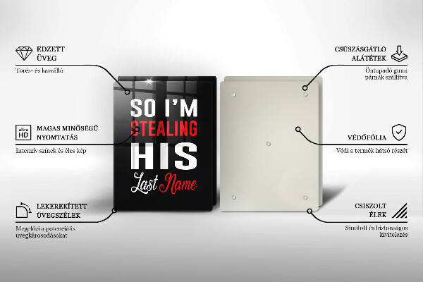 Glass chopping board Inscription, sentence, pattern