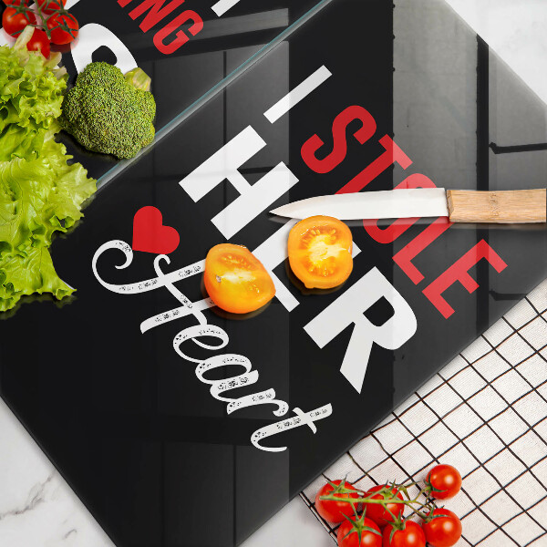 Glass chopping board Inscription, sentence, pattern