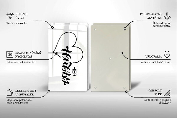 Glass chopping board Inscription, sentence, pattern