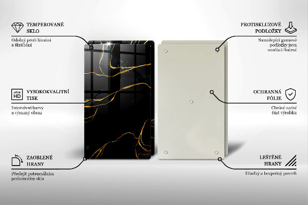 Glass chopping board Black marble