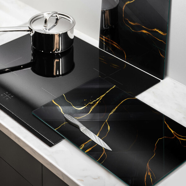 Glass chopping board Black marble