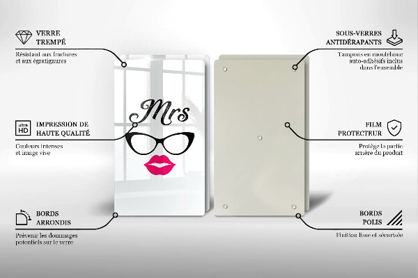 Glass chopping board Mrs. Mr. - inscription, sentence