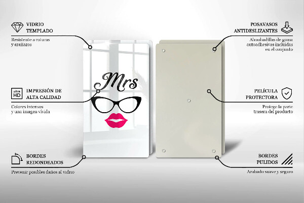Glass chopping board Mrs. Mr. - inscription, sentence