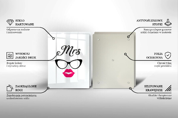 Glass chopping board Mrs. Mr. - inscription, sentence