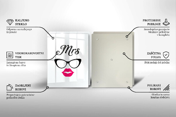 Glass chopping board Mrs. Mr. - inscription, sentence
