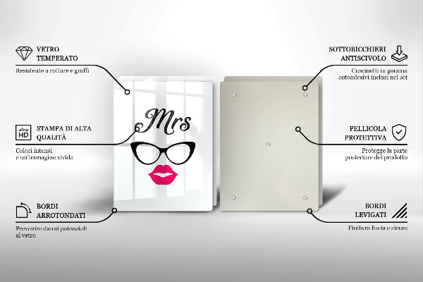 Glass chopping board Mrs. Mr. - inscription, sentence