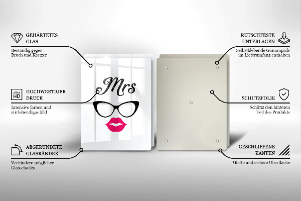 Glass chopping board Mrs. Mr. - inscription, sentence