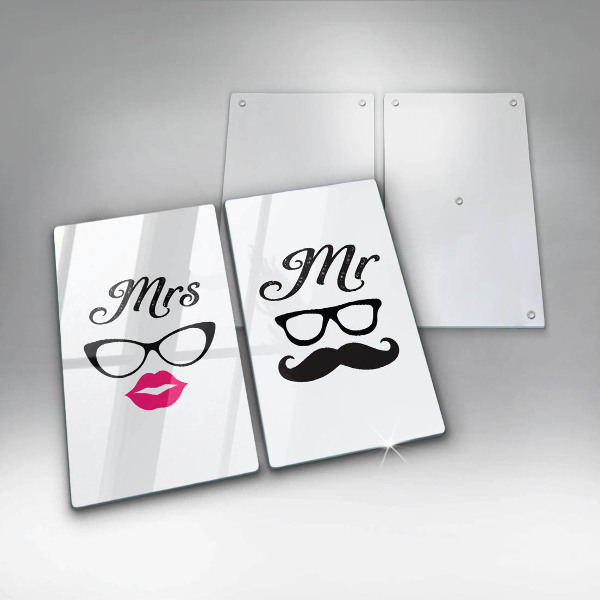 Glass chopping board Mrs. Mr. - inscription, sentence