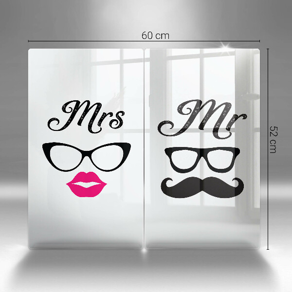 Glass chopping board Mrs. Mr. - inscription, sentence