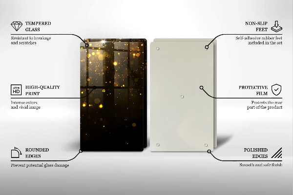 Glass chopping board Golden glitter