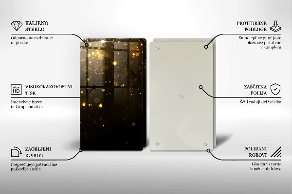 Glass chopping board Golden glitter