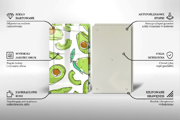 Glass chopping board Avocado and pear