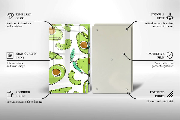 Glass chopping board Avocado and pear