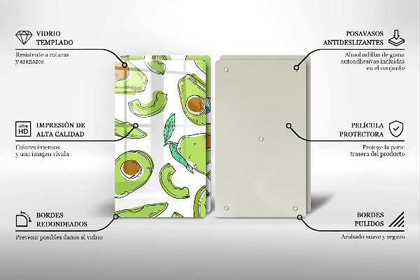 Glass chopping board Avocado and pear