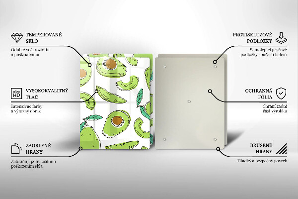 Glass chopping board Avocado and pear