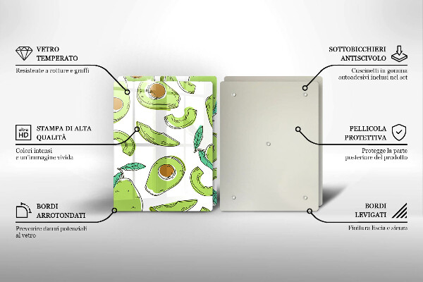 Glass chopping board Avocado and pear