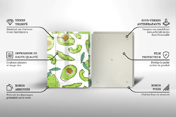 Glass chopping board Avocado and pear