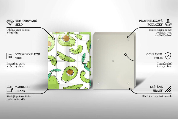 Glass chopping board Avocado and pear