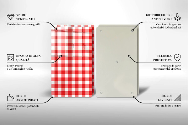 Chopping board Red white grille